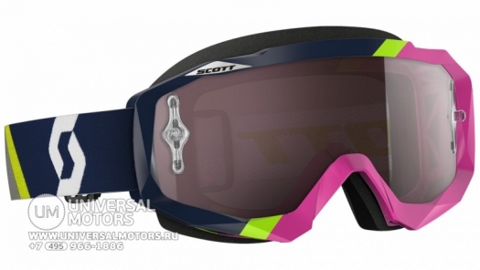 Очки Scott Hustle MX asymmetric dark blue/pink silver chrome works