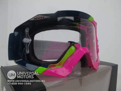 Очки Scott Hustle MX asymmetric dark blue / pink clear works