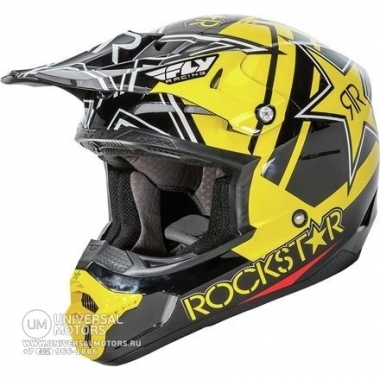 Шлем (кроссовый) Fly Racing KINETIC PRO ROCKSTAR черный/желтый глянцевый (2016)