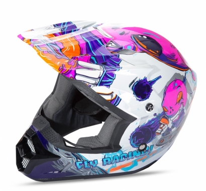 Шлем детский (кроссовый) Fly Racing KINETIC INVAZION YOUTH белый/розовый/глянцевый
