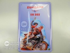 Панно винтажное (как в МОТО-барах, эстамп (сталь) +краска) 30*20 см ZUNDAPP DB202