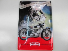 Панно винтажное (как в МОТО-барах, эстамп (сталь) +краска) 30*20 см NORTON